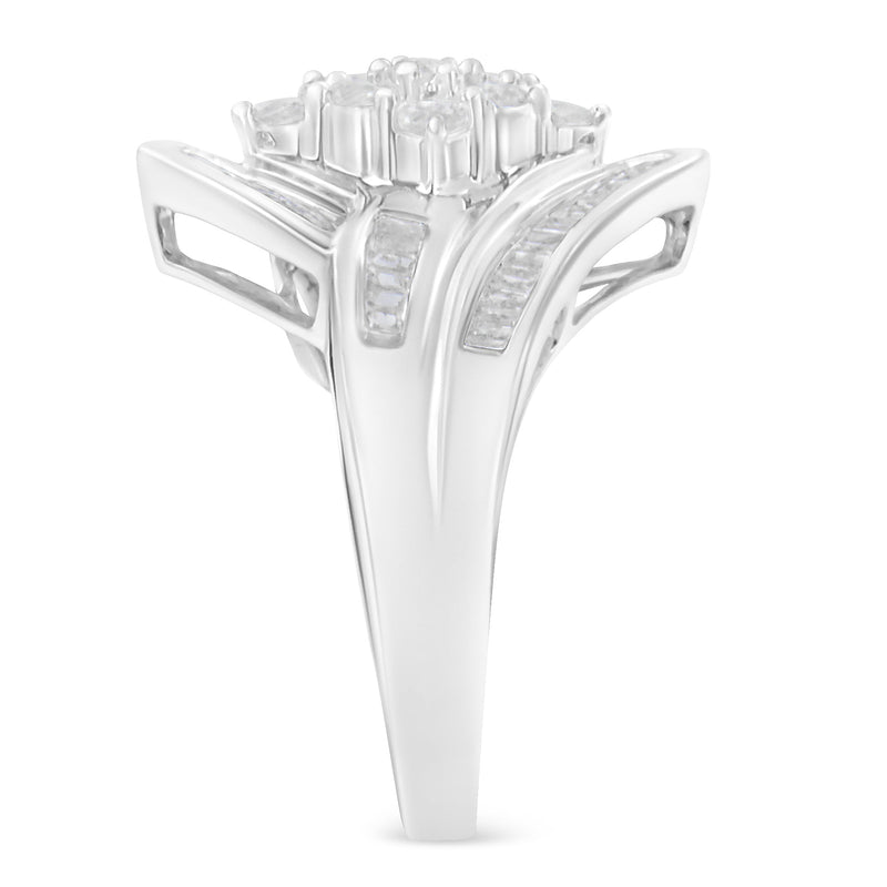 Bids.com 10K White Gold Diamond Bypass Cluster Ring (1 Cttw, I-J Color, I2-I3 Clarity) - Size 7 Rings White Smoke 7 / White.Gold,6.5 / White.Gold,6 / White.Gold,8 / White.Gold,7.5 / White.Gold
