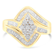 Bids.com 10K Yellow Gold Diamond Bypass Cluster Ring (1 Cttw, I-J Color, I2-I3 Clarity) - Size 7 Rings White Smoke 6 / Yellow.Gold,6.5 / Yellow.Gold,7.5 / Yellow.Gold,8 / Yellow.Gold,7 / Yellow.Gold