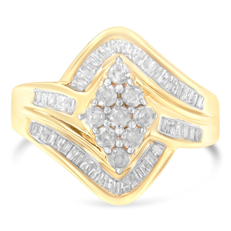 Bids.com 10K Yellow Gold Diamond Bypass Cluster Ring (1 Cttw, I-J Color, I2-I3 Clarity) - Size 7 Rings White Smoke 6 / Yellow.Gold,6.5 / Yellow.Gold,7.5 / Yellow.Gold,8 / Yellow.Gold,7 / Yellow.Gold