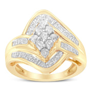 Bids.com 10K Yellow Gold Diamond Bypass Cluster Ring (1 Cttw, I-J Color, I2-I3 Clarity) - Size 7 Rings White Smoke 6 / Yellow.Gold,6.5 / Yellow.Gold,7.5 / Yellow.Gold,8 / Yellow.Gold,7 / Yellow.Gold