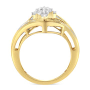 Bids.com 10K Yellow Gold over .925 Sterling Silver Diamond Bypass Cluster Ring (1 Cttw, I-J Color, I2-I3 Clarity) - Size 6 Rings White Smoke 8 / Yellow.Sterling Silver,7 / Yellow.Sterling Silver,6 / Yellow.Sterling Silver,7.75 / Yellow.Sterling Silver,7.5 / Yellow.Sterling Silver,7.25 / Yellow.Sterling Silver,6.75 / Yellow.Sterling Silver,6.5 / Yellow.Sterling Silver,6.25 / Yellow.Sterling Sil