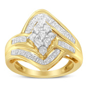 Bids.com 10K Yellow Gold over .925 Sterling Silver Diamond Bypass Cluster Ring (1 Cttw, I-J Color, I2-I3 Clarity) - Size 6 Rings White Smoke 8 / Yellow.Sterling Silver,7 / Yellow.Sterling Silver,6 / Yellow.Sterling Silver,7.75 / Yellow.Sterling Silver,7.5 / Yellow.Sterling Silver,7.25 / Yellow.Sterling Silver,6.75 / Yellow.Sterling Silver,6.5 / Yellow.Sterling Silver,6.25 / Yellow.Sterling Sil