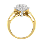 Bids.com 10K Yellow Gold 1/2 Cttw Round and Baguette-Cut Diamond Pear Ring (I-J Color, I1-I2 Clarity) - Size 7 Rings White Smoke 7 / Yellow.Gold