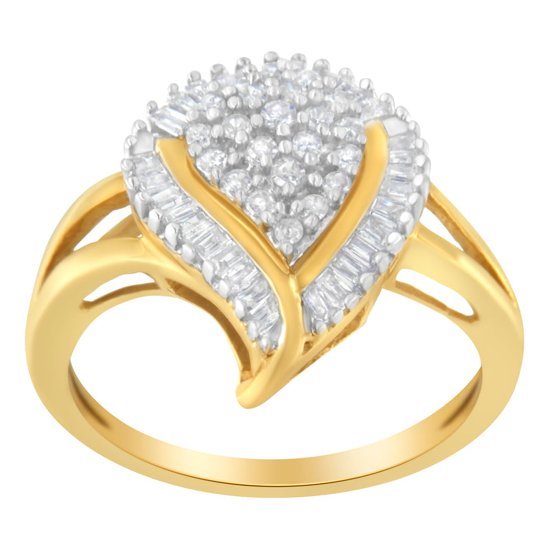 Bids.com 10K Yellow Gold Diamond Cluster Ring (1/2 Cttw, I-J Color, I1-I2 Clarity) - Size 8 Rings White Smoke 7 / Yellow.Gold,6 / Yellow.Gold,7.5 / Yellow.Gold,6.5 / Yellow.Gold,8 / Yellow.Gold