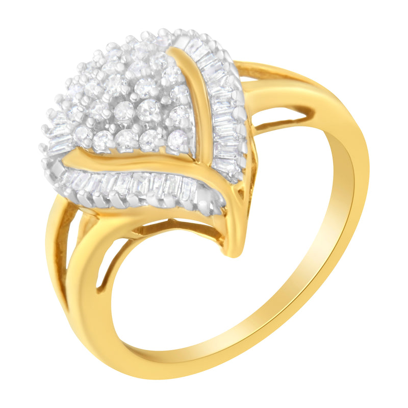 Bids.com 10K Yellow Gold Diamond Cluster Ring (1/2 Cttw, I-J Color, I1-I2 Clarity) - Size 8 Rings White Smoke 7 / Yellow.Gold,6 / Yellow.Gold,7.5 / Yellow.Gold,6.5 / Yellow.Gold,8 / Yellow.Gold