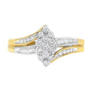 Bids.com 10K Yellow and White Gold 1/2 Cttw Diamond Marquise Shaped Cluster Split Shank Ring (H-I Color, SI2-I1 Clarity) - Size 7 Rings White Smoke 5 / YellowWhite.Gold,8 / YellowWhite.Gold,6 / YellowWhite.Gold,7 / YellowWhite.Gold