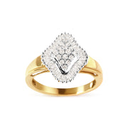 Bids.com 10K Yellow Gold 1/2 Cttw Round And Baguette-cut Diamond Rhombus Head and Halo Ring (I-J Color, I1-I2 Clarity) - Ring Size 7 Rings White Smoke 7 / Yellow.Gold