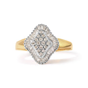 Bids.com 10K Yellow Gold 1/2 Cttw Round And Baguette-cut Diamond Rhombus Head and Halo Ring (I-J Color, I1-I2 Clarity) - Ring Size 7 Rings White Smoke 7 / Yellow.Gold