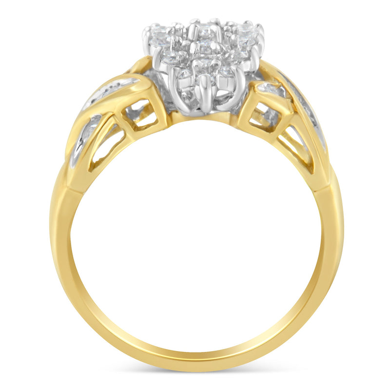 Bids.com 10K Yellow Gold Round And Baguette-Cut Diamond Ring (1/2 Cttw, H-I Color, I1-I2 Clarity) - Size 6 Rings White Smoke 7 / Yellow.Gold,6 / Yellow.Gold,8 / Yellow.Gold