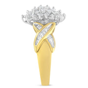 Bids.com 10K Yellow Gold Round And Baguette-Cut Diamond Ring (1/2 Cttw, H-I Color, I1-I2 Clarity) - Size 6 Rings White Smoke 7 / Yellow.Gold,6 / Yellow.Gold,8 / Yellow.Gold