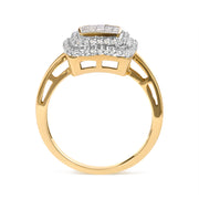 Bids.com 10K Yellow Gold 1/2 cttw Round and Princess Diamond Composite Head and Halo Ring (H-I Color, SI1-SI2 Clarity) - Ring Size 7 Rings White Smoke 7 / Yellow.Gold