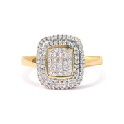 Bids.com 10K Yellow Gold 1/2 cttw Round and Princess Diamond Composite Head and Halo Ring (H-I Color, SI1-SI2 Clarity) - Ring Size 7 Rings White Smoke 7 / Yellow.Gold