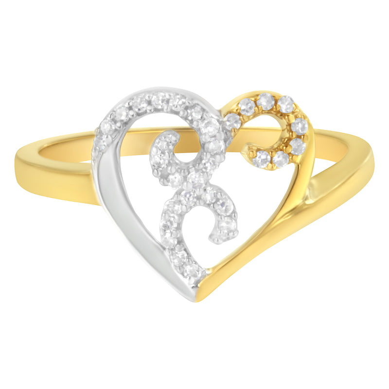 Bids.com 10K Two-Toned Gold Diamond Heart Shape Cluster Ring (1/6 Cttw, H-I Color, I1-I2 Clarity) - Size 6 Rings White Smoke 7 / YellowWhite.Gold,8.5 / YellowWhite.Gold,8 / YellowWhite.Gold,7.5 / YellowWhite.Gold,7.25 / YellowWhite.Gold,6.5 / YellowWhite.Gold,6 / YellowWhite.Gold