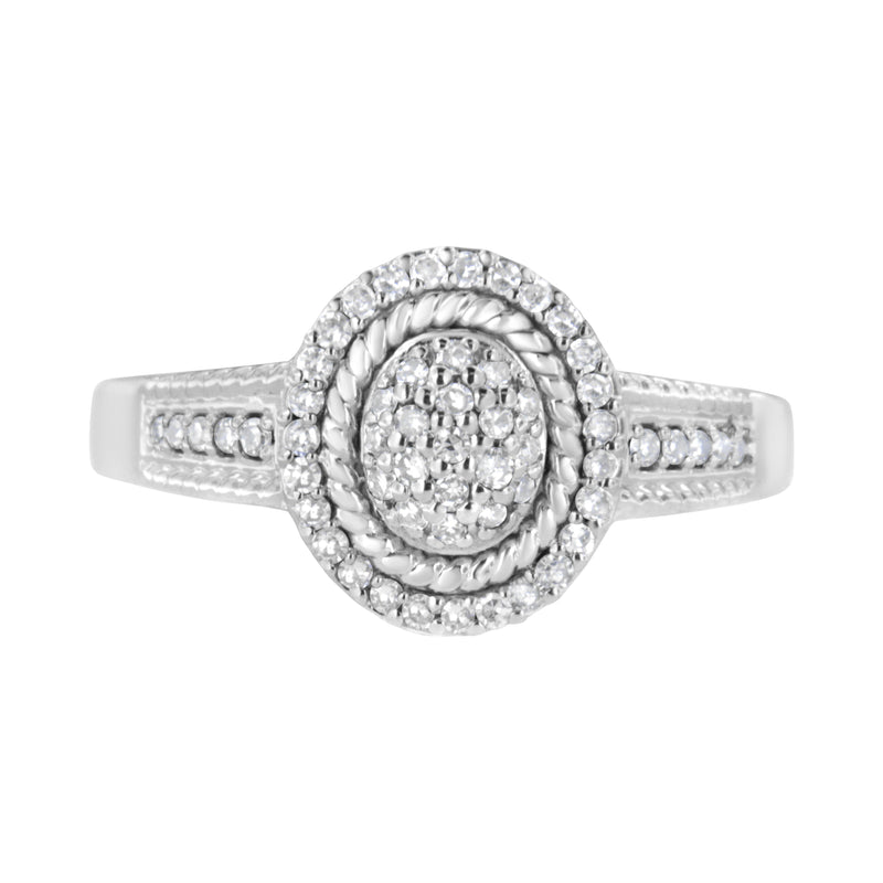 Bids.com .925 Sterling Silver 1/3 Cttw Pave Set Round-Cut Diamond Braided Halo Cocktail Ring (I-J Color, I2-I3 Clarity) - Size 7 Rings White Smoke 8 / White.Sterling Silver,6 / White.Sterling Silver,7 / White.Sterling Silver,9 / White.Sterling Silver,5 / White.Sterling Silver