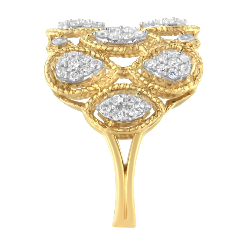 Bids.com 14K Yellow Gold Diamond Art Deco Ring (1/2 Cttw, H-I Color, I1 Clarity) - Size 7 Rings White Smoke 8 / Yellow.Gold,6 / Yellow.Gold,7 / Yellow.Gold