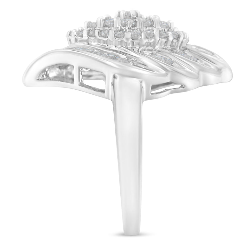 Bids.com .925 Sterling Silver Â¾ Cttw Round and Baguette Cut Diamond Stair-Stepped Cluster Waterfall Cocktail Ring (I-J Color, I2-I3 Clarity) - Size 6 Rings White Smoke 7 / White.Sterling Silver,6 / White.Sterling Silver,8 / White.Sterling Silver,7.75 / White.Sterling Silver,7.5 / White.Sterling Silver,7.25 / White.Sterling Silver,6.75 / White.Sterling Silver,6.5 / White.Sterling Silver,6.25 / White.Sterling Silver