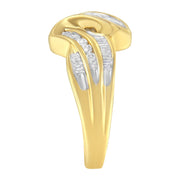 Bids.com 10K Yellow Gold 3/4 Cttw Channel Set Round and Baguette-cut Diamond Double Shank Bypass Ring (J-K Color, I1-I2 Clarity) - Size 6.75 Rings White Smoke 7 / Yellow.Gold,7.25 / Yellow.Gold,6.75 / Yellow.Gold