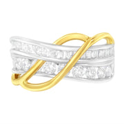 Bids.com 10K White and Yellow Gold 1 1/10 cttw Channel-Set Diamond Bypass Band Ring (J Color, I3 Clarity) - Size 7 Rings White Smoke 7 / YellowWhite.Gold,8 / YellowWhite.Gold,9 / YellowWhite.Gold,6 / YellowWhite.Gold