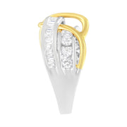 Bids.com 10K White and Yellow Gold 1 1/10 cttw Channel-Set Diamond Bypass Band Ring (J Color, I3 Clarity) - Size 7 Rings White Smoke 7 / YellowWhite.Gold,8 / YellowWhite.Gold,9 / YellowWhite.Gold,6 / YellowWhite.Gold