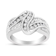 Bids.com 10K White Gold Ring 3/4 Cttw Round and Baguette-Cut Diamond Bypass Ring (H-I Color, I2-I3 Clarity) - Size 6 Rings White Smoke 7 / White.Gold,8 / White.Gold,6 / White.Gold