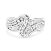 Bids.com 10K White Gold Ring 3/4 Cttw Round and Baguette-Cut Diamond Bypass Ring (H-I Color, I2-I3 Clarity) - Size 6 Rings White Smoke 7 / White.Gold,8 / White.Gold,6 / White.Gold