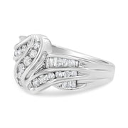 Bids.com 10K White Gold Ring 3/4 Cttw Round and Baguette-Cut Diamond Bypass Ring (H-I Color, I2-I3 Clarity) - Size 6 Rings White Smoke 7 / White.Gold,8 / White.Gold,6 / White.Gold