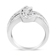 Bids.com 10K White Gold Ring 3/4 Cttw Round and Baguette-Cut Diamond Bypass Ring (H-I Color, I2-I3 Clarity) - Size 6 Rings White Smoke 7 / White.Gold,8 / White.Gold,6 / White.Gold
