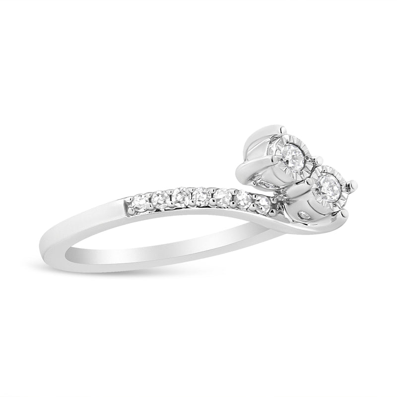 Bids.com 10K White Gold 1/4 Cttw Miracle Set Round Cut Diamond Two-Stone Ring (H-I Color, I2 Clarity) - Size 7 Rings White Smoke 7 / White.Gold,8 / White.Gold,7.5 / White.Gold,6.5 / White.Gold,6 / White.Gold