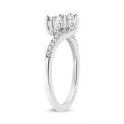 Bids.com 10K White Gold 1/4 Cttw Miracle Set Round Cut Diamond Two-Stone Ring (H-I Color, I2 Clarity) - Size 7 Rings White Smoke 7 / White.Gold,8 / White.Gold,7.5 / White.Gold,6.5 / White.Gold,6 / White.Gold