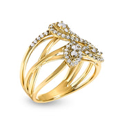 Bids.com 10K Yellow Gold 1/2 Cttw Diamond Crossover 3 Leaf Floral Cocktail Ring Band (H-I Color, SI1-SI2 Clarity)  - Size 7 Rings White Smoke 7 / Yellow.Gold,6 / Yellow.Gold,8 / Yellow.Gold,9 / Yellow.Gold,5 / Yellow.Gold,10 / Yellow.Gold