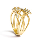 Bids.com 10K Yellow Gold 1/2 Cttw Diamond Crossover 3 Leaf Floral Cocktail Ring Band (H-I Color, SI1-SI2 Clarity)  - Size 7 Rings White Smoke 7 / Yellow.Gold,6 / Yellow.Gold,8 / Yellow.Gold,9 / Yellow.Gold,5 / Yellow.Gold,10 / Yellow.Gold