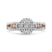 Bids.com 14K Rose Gold Plated .925 Sterling Silver 3/8 Cttw Round Diamond Double Frame Cross-Over Split Shank Engagement Ring (I-J Color, I2-I3 Clarity) - Size 7 Rings White Smoke 7 / WhiteRose.Sterling Silver,5 / WhiteRose.Sterling Silver,8 / WhiteRose.Sterling Silver,6 / WhiteRose.Sterling Silver,9 / WhiteRose.Sterling Silver