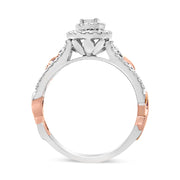 Bids.com 14K Rose Gold Plated .925 Sterling Silver 3/8 Cttw Round Diamond Double Frame Cross-Over Split Shank Engagement Ring (I-J Color, I2-I3 Clarity) - Size 7 Rings White Smoke 7 / WhiteRose.Sterling Silver,5 / WhiteRose.Sterling Silver,8 / WhiteRose.Sterling Silver,6 / WhiteRose.Sterling Silver,9 / WhiteRose.Sterling Silver