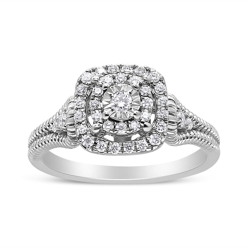 Bids.com .925 Sterling Silver 1/3 Cttw Miracle Set Round-Cut Diamond Cocktail Ring (H-I Color, I1-I2 Clarity) - Size 7 Rings White Smoke 7 / White.Sterling Silver,9 / White.Sterling Silver,8 / White.Sterling Silver,6 / White.Sterling Silver