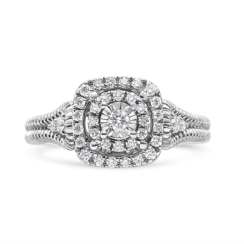 Bids.com .925 Sterling Silver 1/3 Cttw Miracle Set Round-Cut Diamond Cocktail Ring (H-I Color, I1-I2 Clarity) - Size 7 Rings White Smoke 7 / White.Sterling Silver,9 / White.Sterling Silver,8 / White.Sterling Silver,6 / White.Sterling Silver