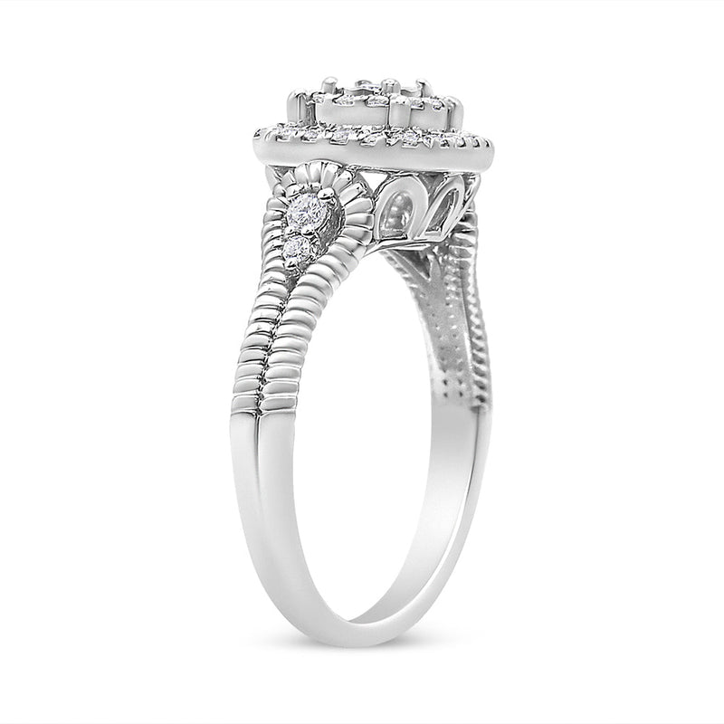 Bids.com .925 Sterling Silver 1/3 Cttw Miracle Set Round-Cut Diamond Cocktail Ring (H-I Color, I1-I2 Clarity) - Size 7 Rings White Smoke 7 / White.Sterling Silver,9 / White.Sterling Silver,8 / White.Sterling Silver,6 / White.Sterling Silver