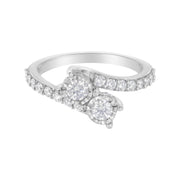 Bids.com 10K White Gold Two-Stone Miracle-Set Diamond Bypass Ring (1 Cttw, H-I Color, I1-I2 Clarity) - Size 6 Rings White Smoke 7 / White.Gold,8 / White.Gold,7.5 / White.Gold,6.5 / White.Gold,6 / White.Gold