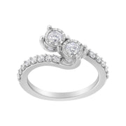 Bids.com 10K White Gold Two-Stone Miracle-Set Diamond Bypass Ring (1 Cttw, H-I Color, I1-I2 Clarity) - Size 6 Rings White Smoke 7 / White.Gold,8 / White.Gold,7.5 / White.Gold,6.5 / White.Gold,6 / White.Gold