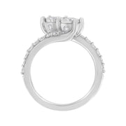 Bids.com 10K White Gold Two-Stone Miracle-Set Diamond Bypass Ring (1 Cttw, H-I Color, I1-I2 Clarity) - Size 6 Rings White Smoke 7 / White.Gold,8 / White.Gold,7.5 / White.Gold,6.5 / White.Gold,6 / White.Gold
