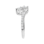 Bids.com 10K White Gold Two-Stone Miracle-Set Diamond Bypass Ring (1 Cttw, H-I Color, I1-I2 Clarity) - Size 6 Rings White Smoke 7 / White.Gold,8 / White.Gold,7.5 / White.Gold,6.5 / White.Gold,6 / White.Gold