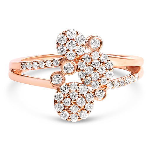 Bids.com 14K Rose Gold Plated .925 Sterling Silver 1/2 Cttw Diamond Scatter Composite Bypass Ring (I-J Color, I1-I2 Clarity) - Size 7 Rings White Smoke 5 / Rose.Sterling Silver,10 / Rose.Sterling Silver