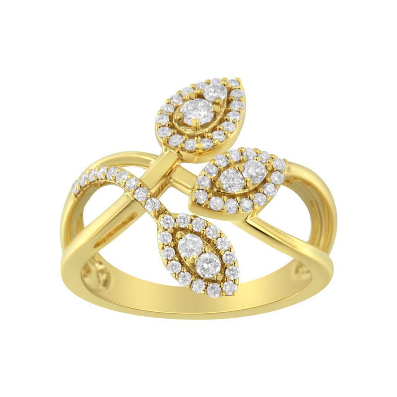 Bids.com 10K Yellow Gold 1/2 Cttw Round-Cut Diamond Layered Crossover Triple Leaf Bypass Ring (I-J Color, I1-I2 Clarity) - Size 7 Rings White Smoke 9 / Yellow.Gold,8 / Yellow.Gold,6 / Yellow.Gold,7 / Yellow.Gold,5 / Yellow.Gold,10 / Yellow.Gold