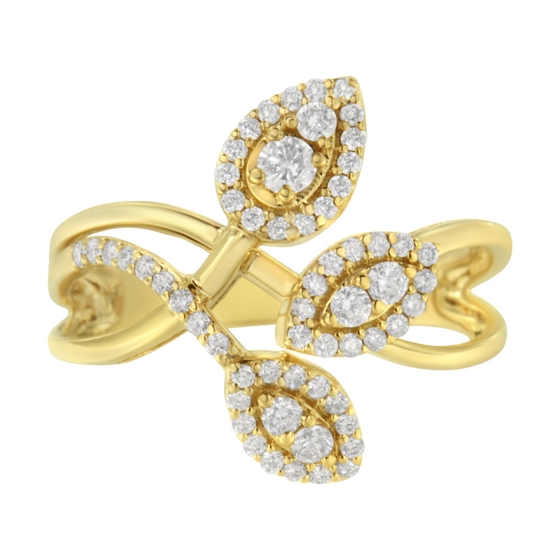 Bids.com 10K Yellow Gold 1/2 Cttw Round-Cut Diamond Layered Crossover Triple Leaf Bypass Ring (I-J Color, I1-I2 Clarity) - Size 7 Rings White Smoke 9 / Yellow.Gold,8 / Yellow.Gold,6 / Yellow.Gold,7 / Yellow.Gold,5 / Yellow.Gold,10 / Yellow.Gold