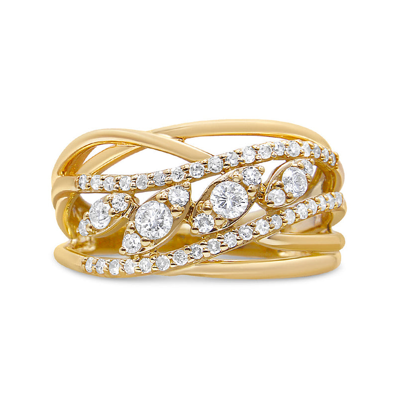 Bids.com 10K Yellow Gold 1/2 Cttw Round-Cut Multi Row Diamond Split Shank Cocktail Ring (H-I Color, SI2-I1 Clarity) - Size 7 Rings White Smoke 9 / Yellow.Gold,8 / Yellow.Gold,6 / Yellow.Gold,7 / Yellow.Gold,5 / Yellow.Gold,10 / Yellow.Gold