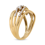 Bids.com 10K Yellow Gold 1/2 Cttw Round-Cut Multi Row Diamond Split Shank Cocktail Ring (H-I Color, SI2-I1 Clarity) - Size 7 Rings White Smoke 9 / Yellow.Gold,8 / Yellow.Gold,6 / Yellow.Gold,7 / Yellow.Gold,5 / Yellow.Gold,10 / Yellow.Gold