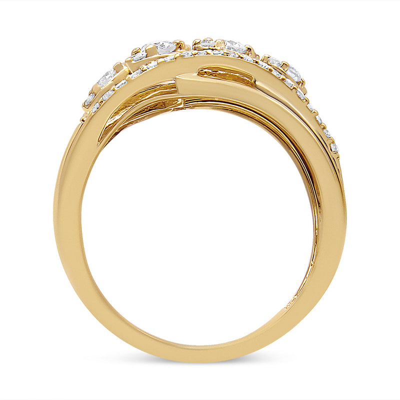 Bids.com 10K Yellow Gold 1/2 Cttw Round-Cut Multi Row Diamond Split Shank Cocktail Ring (H-I Color, SI2-I1 Clarity) - Size 7 Rings White Smoke 9 / Yellow.Gold,8 / Yellow.Gold,6 / Yellow.Gold,7 / Yellow.Gold,5 / Yellow.Gold,10 / Yellow.Gold