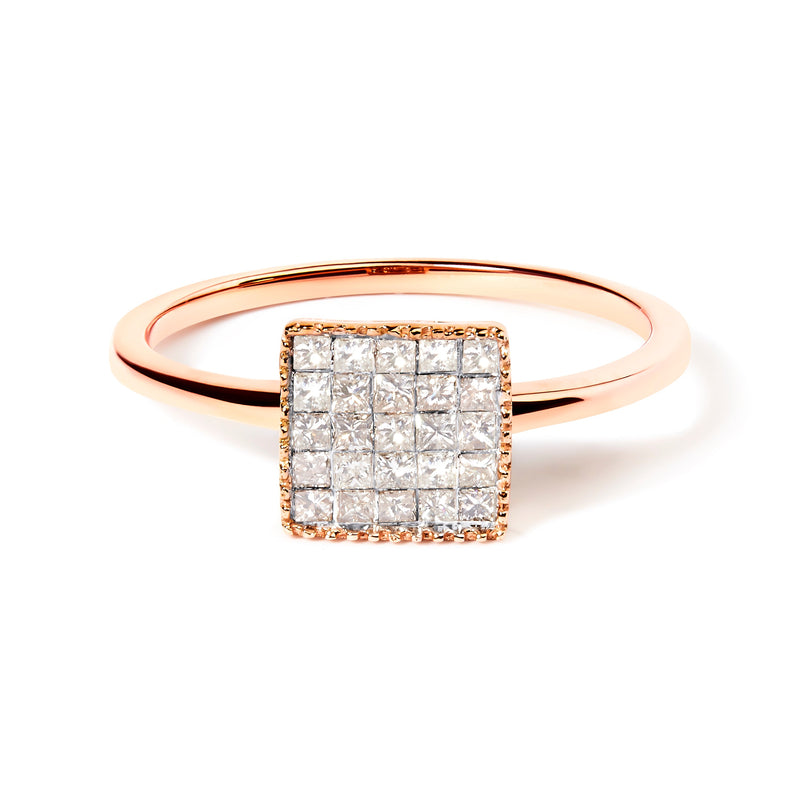 Bids.com 10K Rose Gold 1/3 Cttw Invisible Set Princess Cut Diamond Composite Square Shape Ring for Women (H-I color, I1-I2 clarity) - Size 7 Rings White Smoke 5 / Rose.Gold,8 / Rose.Gold,6 / Rose.Gold,9 / Rose.Gold,7 / Rose.Gold