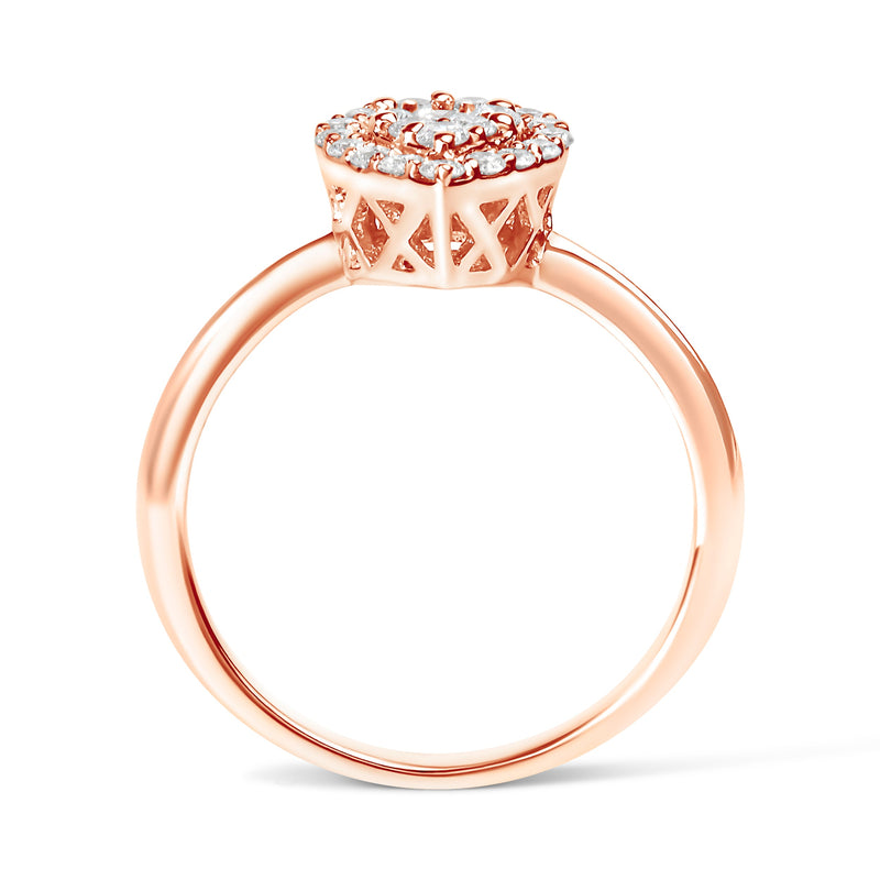 Bids.com 10K Rose Gold 3/8 Cttw Composite Diamond Pear Shaped Halo Promise Ring (I-J Color, I2-I3 Clarity) - Size 6 Rings White Smoke 6 / Rose.Gold,7 / Rose.Gold,8 / Rose.Gold,9 / Rose.Gold