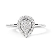 Bids.com 10K White Gold 3/8 Cttw Round-Cut Lab Grown Diamond Cluster Pear Promise Ring (G-H Color, VS2-SI1 Clarity) - Size 7 Rings White Smoke 8 / White.Gold,6 / White.Gold,7 / White.Gold
