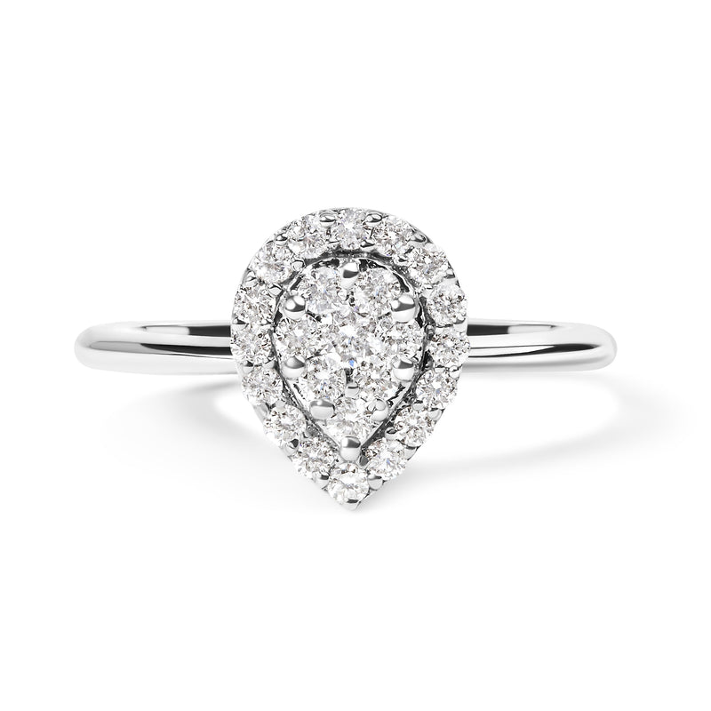 Bids.com 10K White Gold 3/8 Cttw Round-Cut Lab Grown Diamond Cluster Pear Promise Ring (G-H Color, VS2-SI1 Clarity) - Size 7 Rings White Smoke 8 / White.Gold,6 / White.Gold,7 / White.Gold